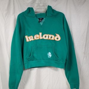 Green Ireland cropped hooded sweatshirt size large